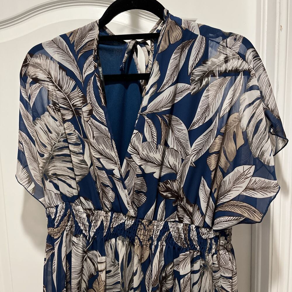 Kate & Lily Green Floral Maxi Dress Women's‎ 16W Long Sleeve Sheer Chiffon